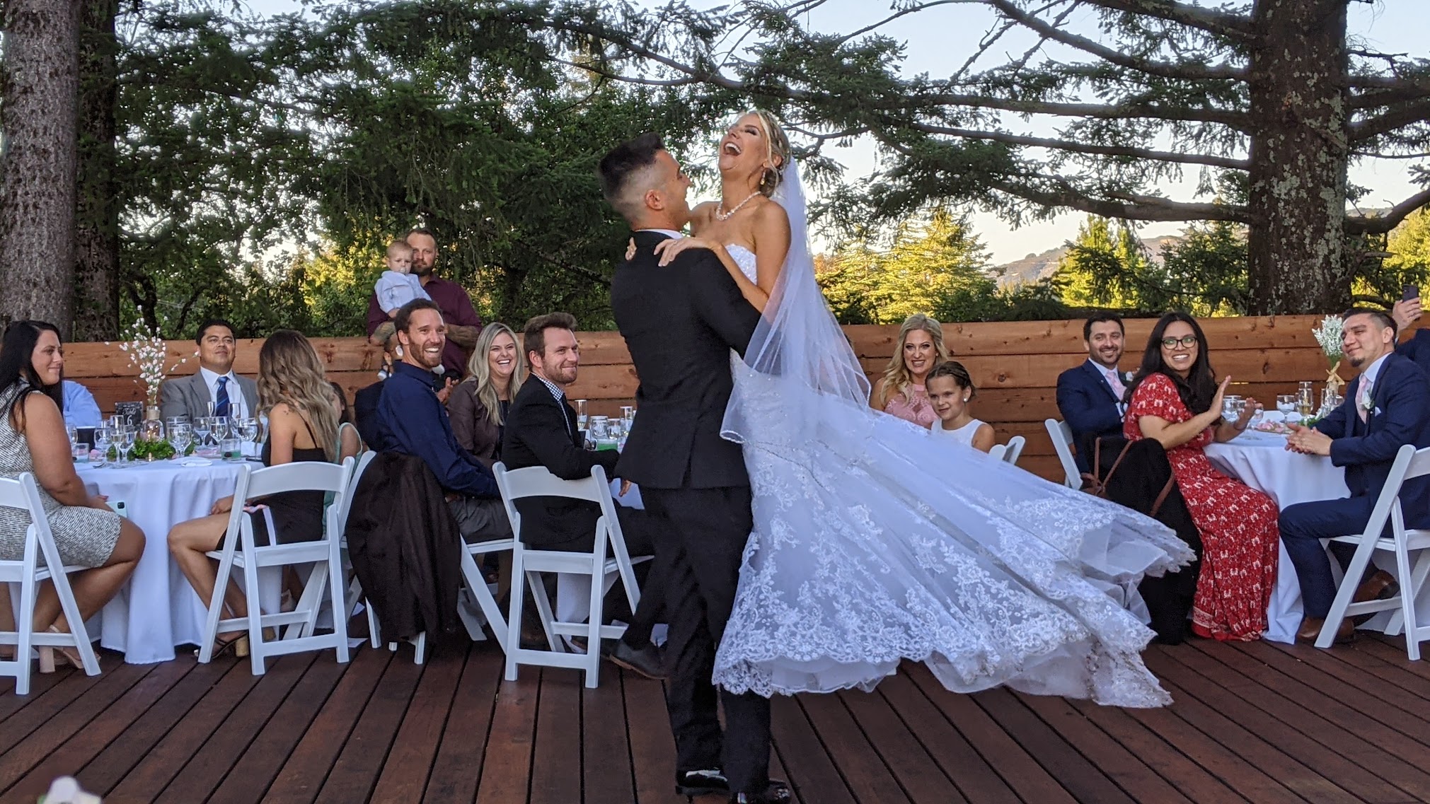First dance on the redwood deck at Living Well